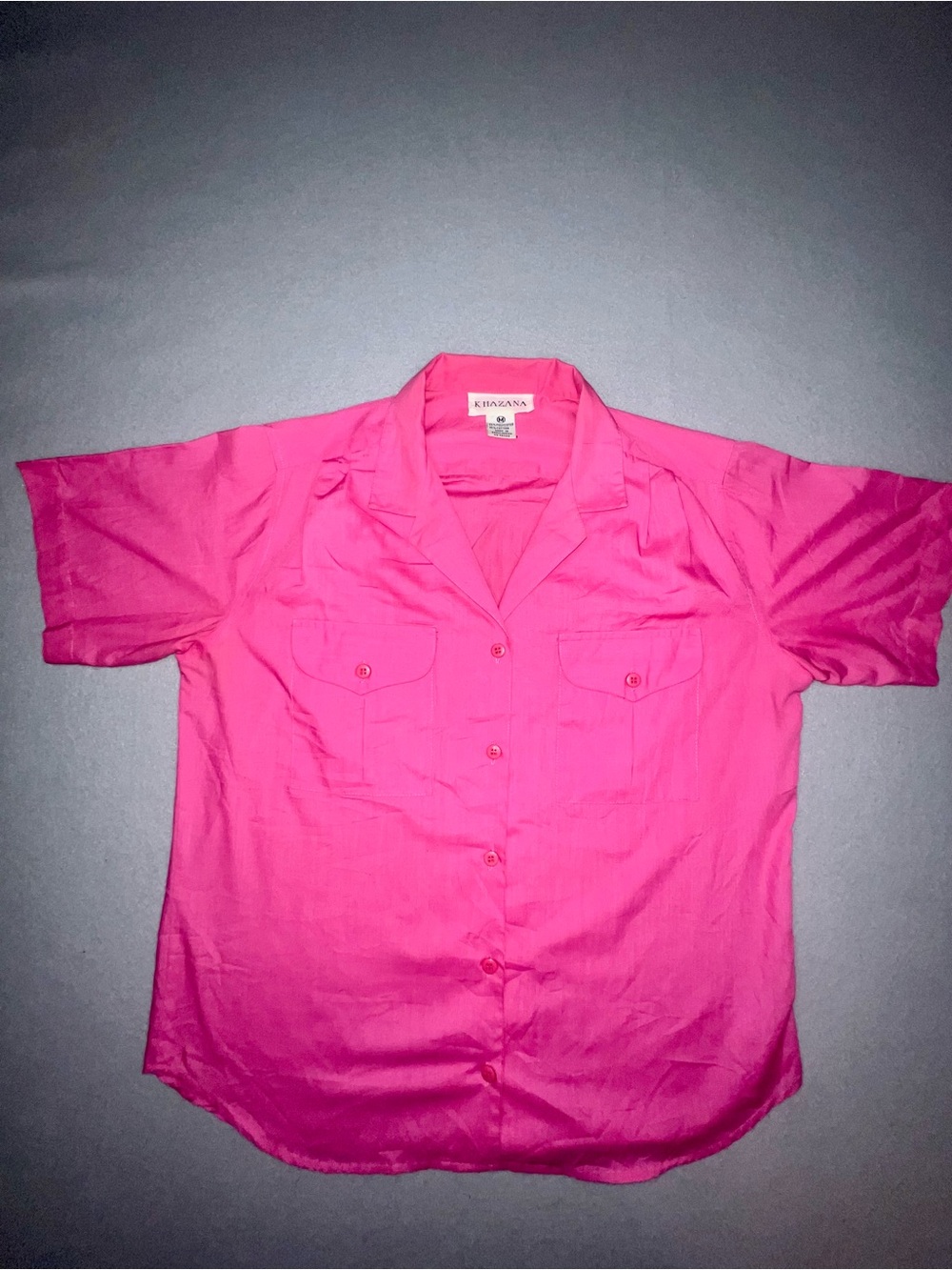 KHAZANA Women's Pink Short Sleeve Button Down Shirt Size Medium